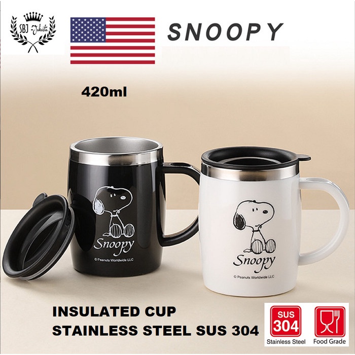 LANGSUNG DIPROSES Cangkir Mug Stainless 304 SUS Vacuum insulated mug Snoopy