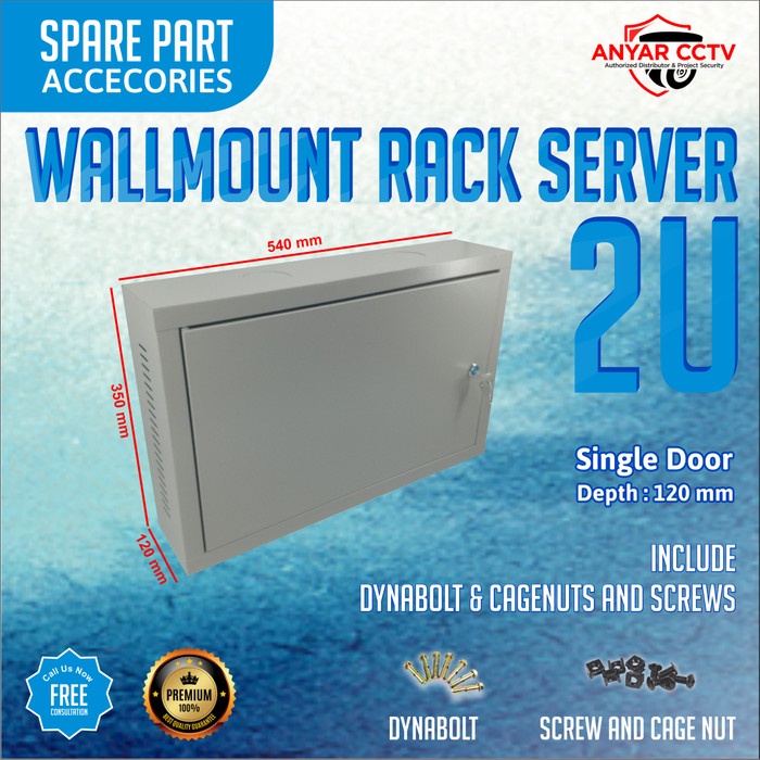 Wallmount Rack Server 2U, Rak Server Single Door 2U