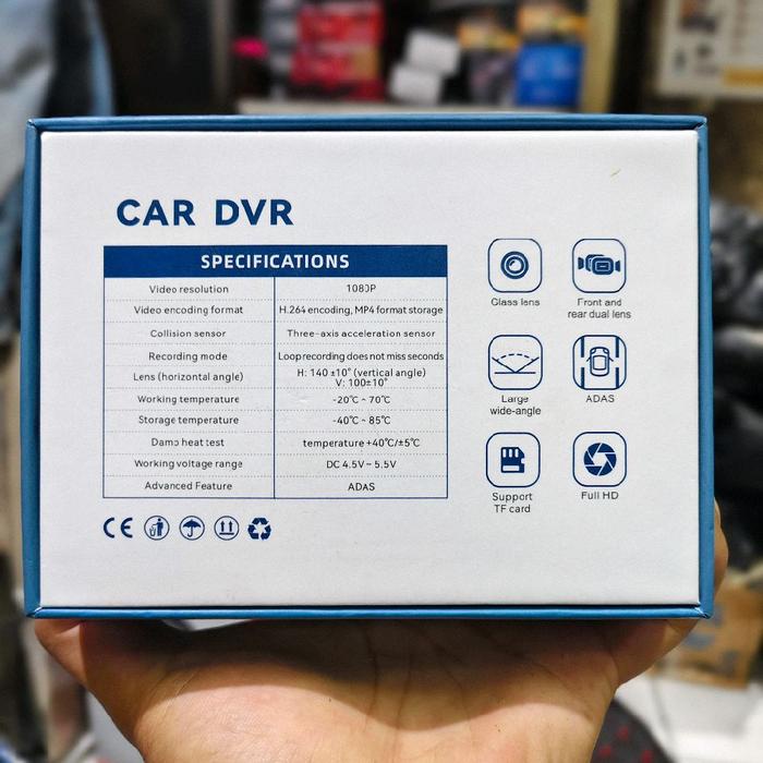 Gercep Dvr Dynawin Mobil Dual Kamera Adas Cctv Android Universal 1080P Loop Recording + G Sensor