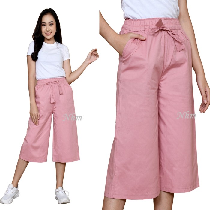 Celana Kulot Pendek Wanita Polos Celana Pendek 7/8 Katun Stretch