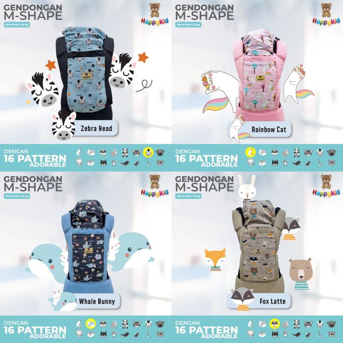 Jonsbaby- Moms_ Happykid Gendongan Bayi Ransel M-Shape Gendongan Bayi Depan Belakang Lite Carier