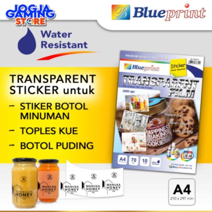 Produk Terbaru Kertas Stiker Transparan Tahan Air Blueprint Bahan Transparant Waterproof Sticker A4