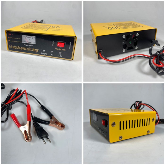 Bagus Charger Accu Alat Cas Casan Strum Aki Mobil Lead Acid 140W 6V/12V 80Ah