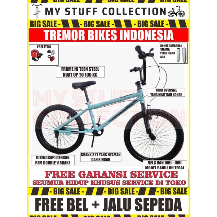 SEPEDA BMX ANAK DAN DEWASA UKURAN 20 INCH FRAME HI TEEN STEEL BONUS BEL + JALU BONCENGAN BELAKANG