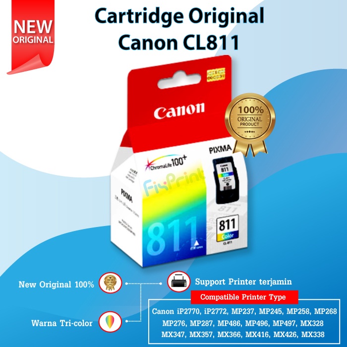 Cartridge Tinta Canon CL811 Color Original Catridge CL 811 Colour Katrid CL-811 Warna Printer IP2770