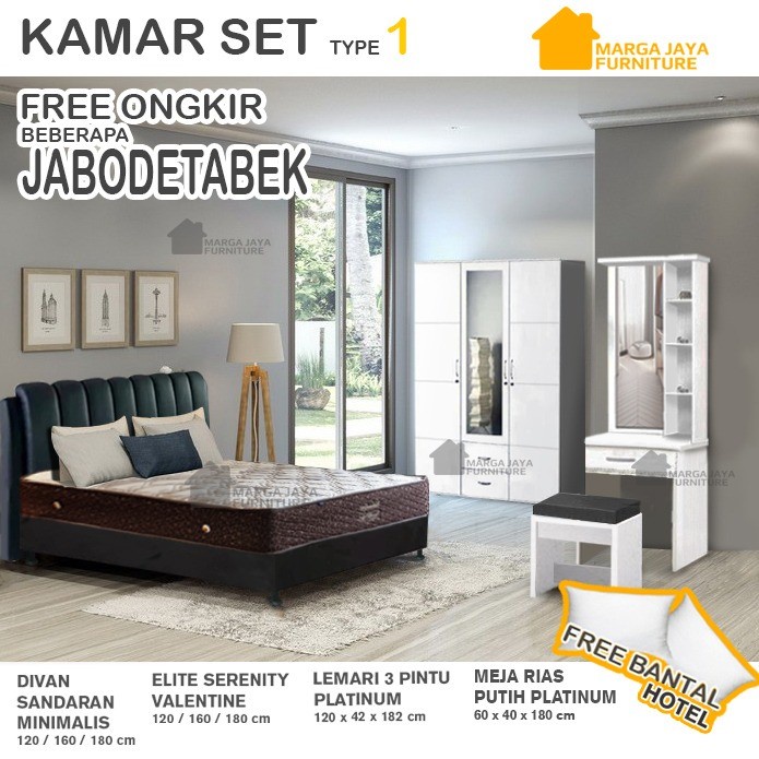Kamar Set Elite Serenity Valentine Lemari Meja Rias Minimalis Ranjang