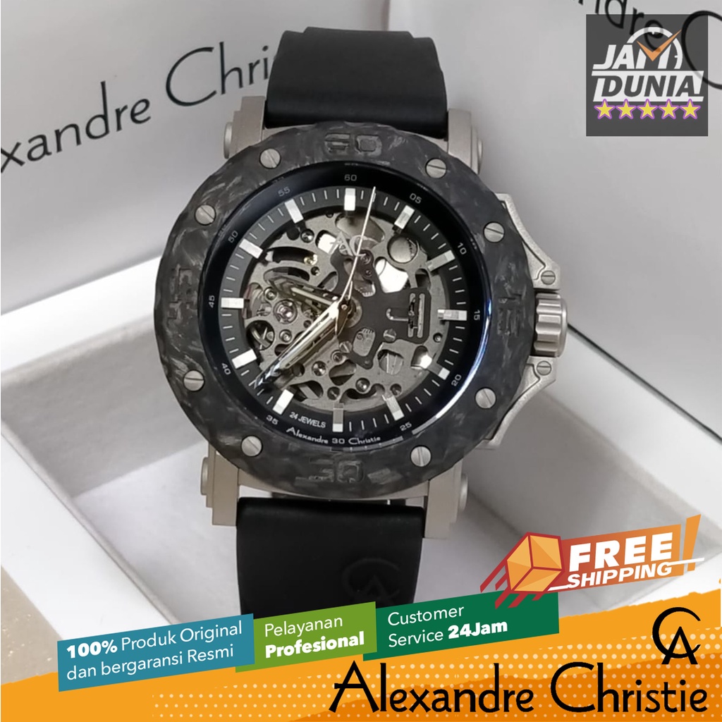 JAM TANGAN PRIA ALEXANDRE CHRISTIE AUTOMATIC ORIGINAL BLACK SILVER 9205 AC 9205 AC9205 ACF9205 CT B0