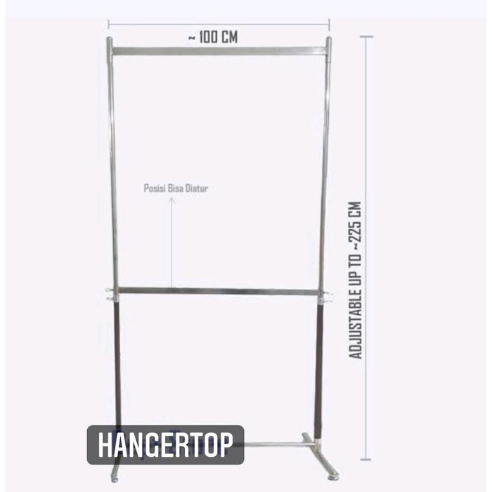 Gawang Gantungan Baju Tingkat 2 Susun Besi Jemuran Pakaian Rak