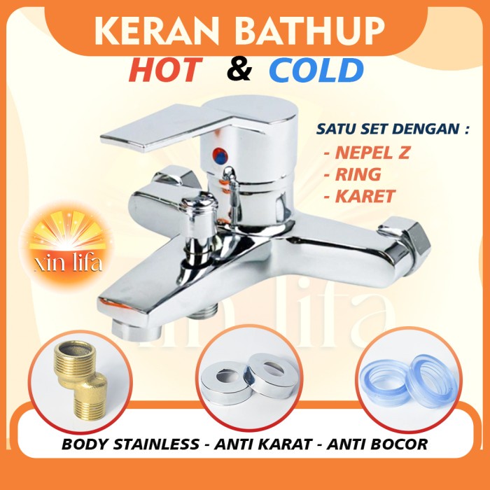 TERLARIS Kran Mixer Kran Panas Dingin Kran Bathub Cabang 2 Stainless