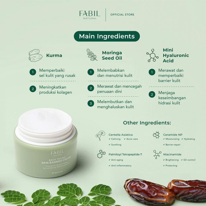 

Fabil Back Young Skin Barrier Cream - Moisturizer Wajah Bikin Lembab Lembut Dan Glowing Meredakan