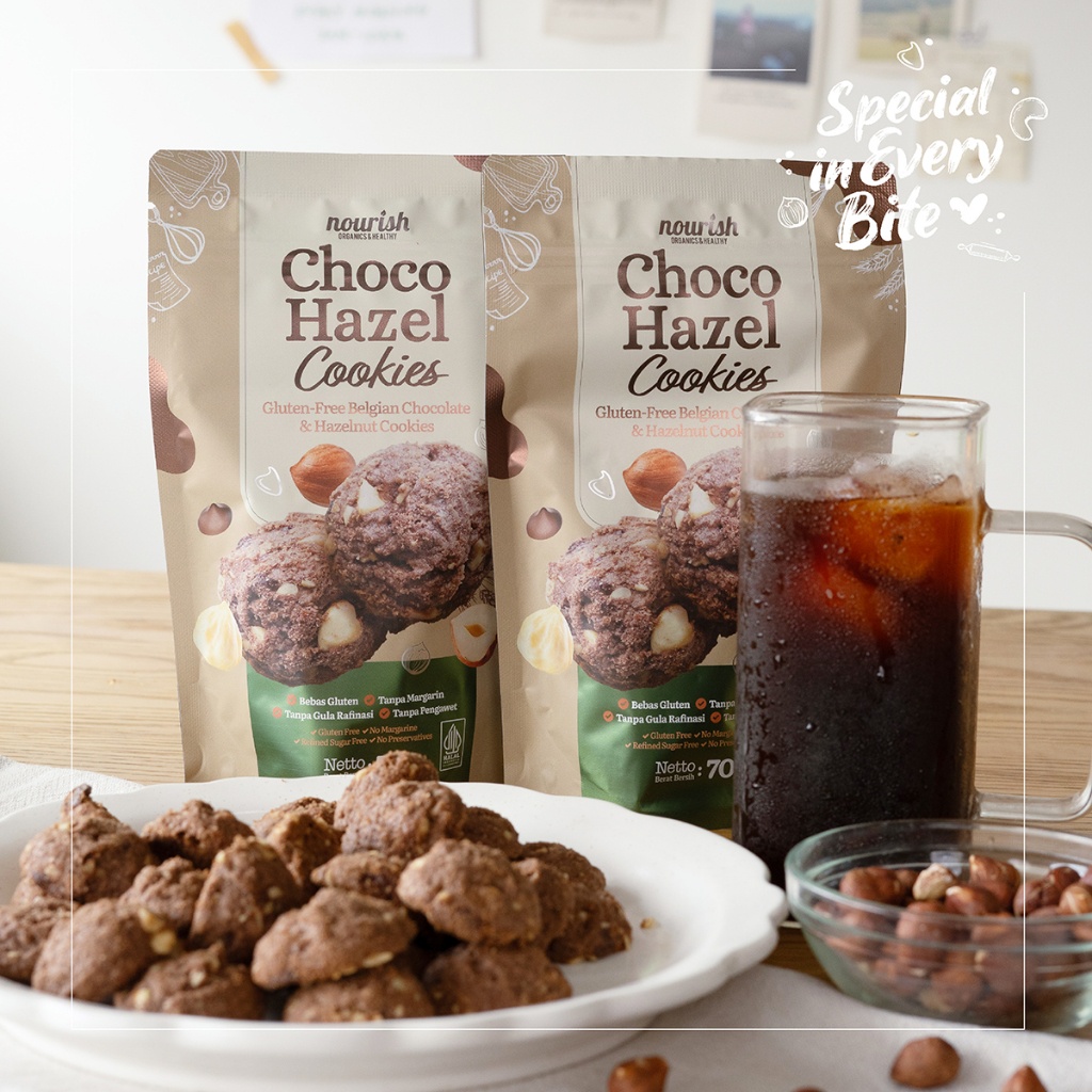 

A Choco Hazel Cookies - Gluten Free Belgian Chocolate & Hazelnut Cookies 70Gr