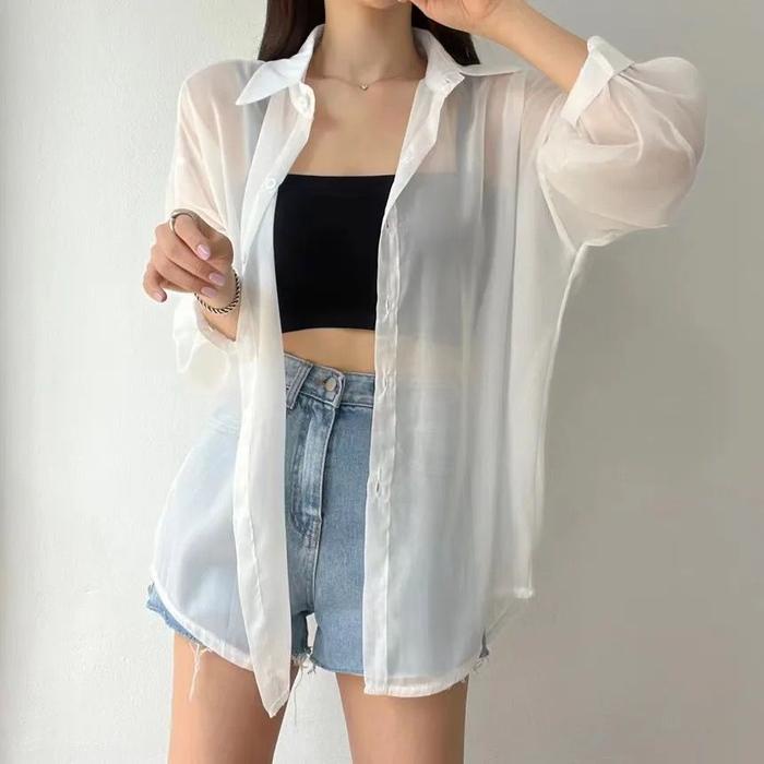 AMI COLLECTION - KEMEJA OVERSIZE LONG SLEEVE / KEMEJA TRANSPARAN OOTD /