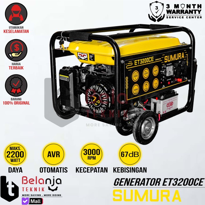 Sumura Et 3200 Ce Generator Set 2000 Watt Genset Et 3200Ce Termurah