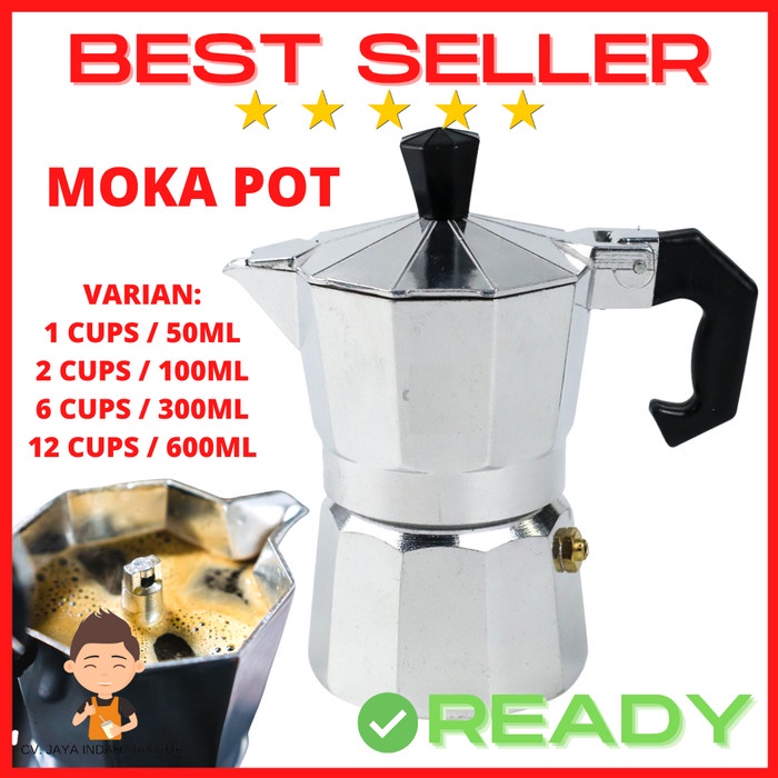 Moka Pot 6 cup - MokaPot 300ml - Coffee Espresso Maker Alat Seduh Kopi