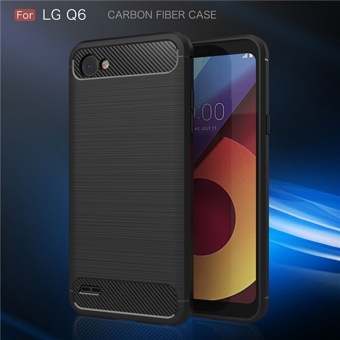 TerLengkapDong- FIBER LINE CARBON LG Q6 / LG Q6 Plus Thick Softcase Back Cover Pelindung Handphone