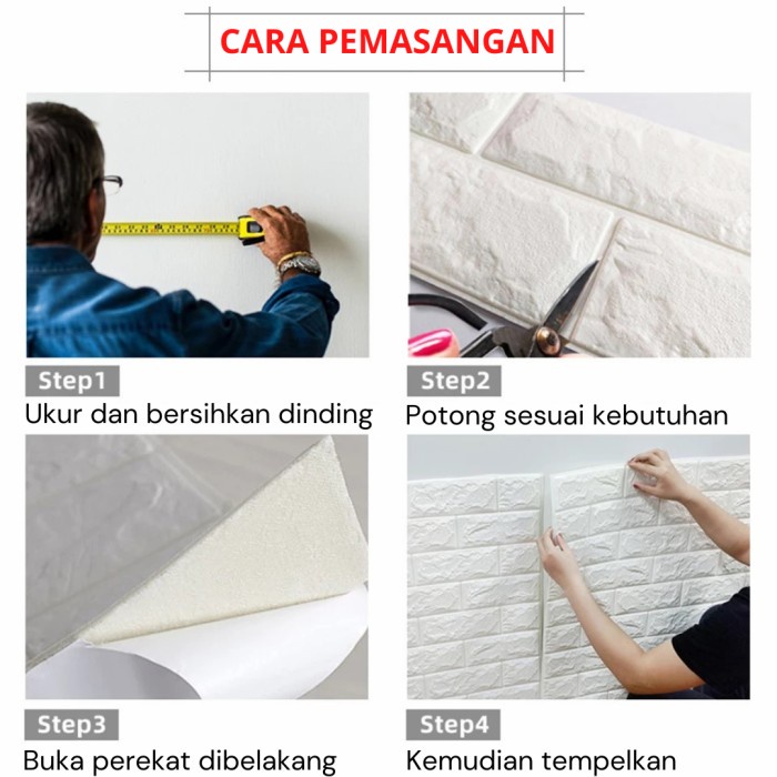BERMUTU Wallpaper Dinding 3D Foam Bata Halus Dekorasi Stiker Dinding 70 x 77cm