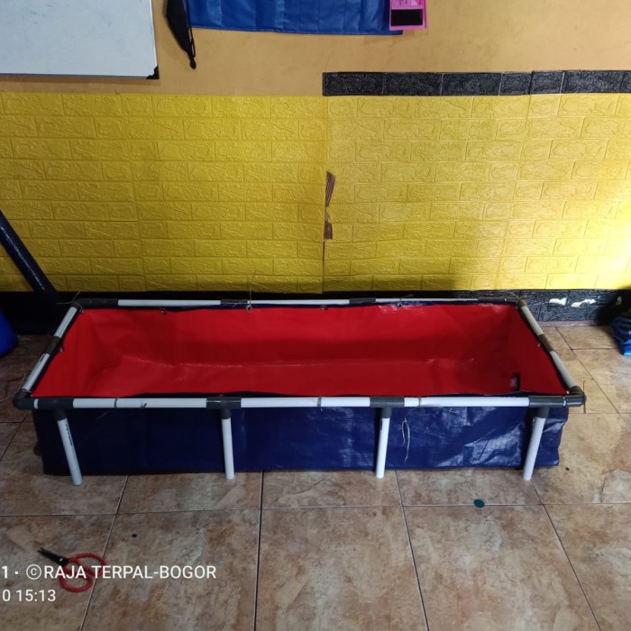 PROMO.. KOLAM TERPAL KOTAK 100X50X30FULSET DENGAN RANGKA PIPA