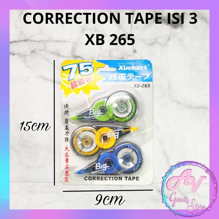 

Correction Tape Isi 3 Xb-265 / Correction Tape Set / Tip Ex Kertas / Tip X Pita