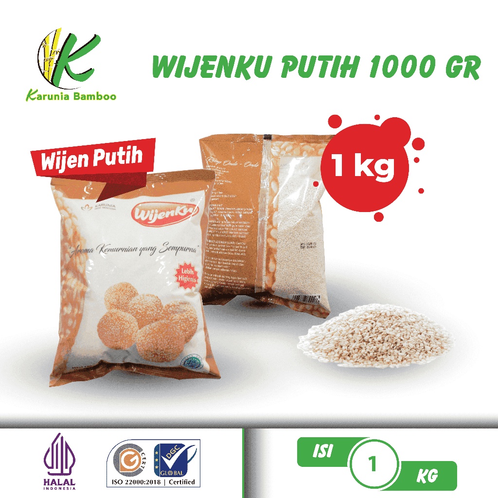 

A Biji Wijen Putih India Wijenku/Sesame Seeds Super Premium 1000Gram Wijen Putih 1 Kg