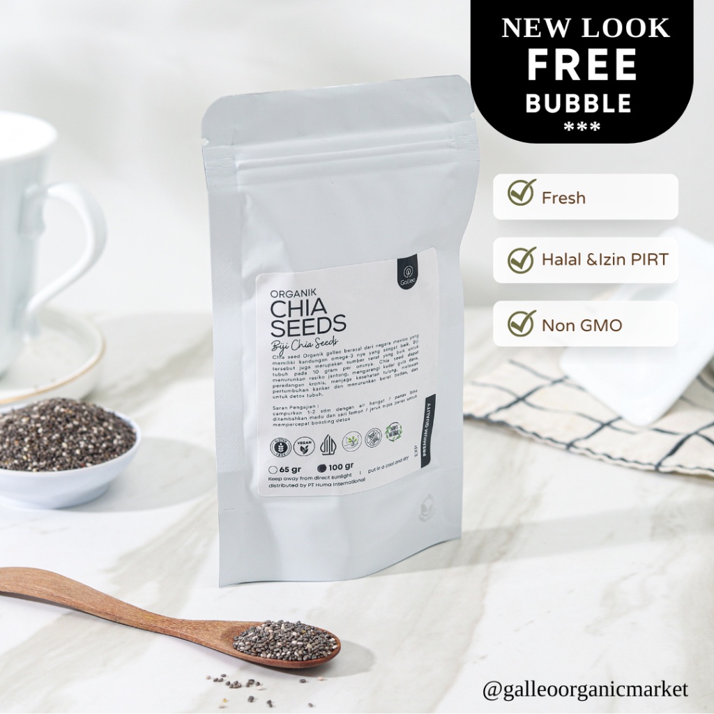 

A Chia Seed Organik 1 Kg Mexico [ Biji Chia Seed Hitam Organik ] Galleo Seeds Premium