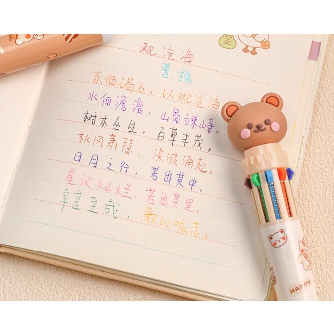 

Bolpoin Warna Bear 10 In 1 / Pulpen 10 Warna / Pena Warna 10In1 / Ballpoint Gel Pen Colorful /