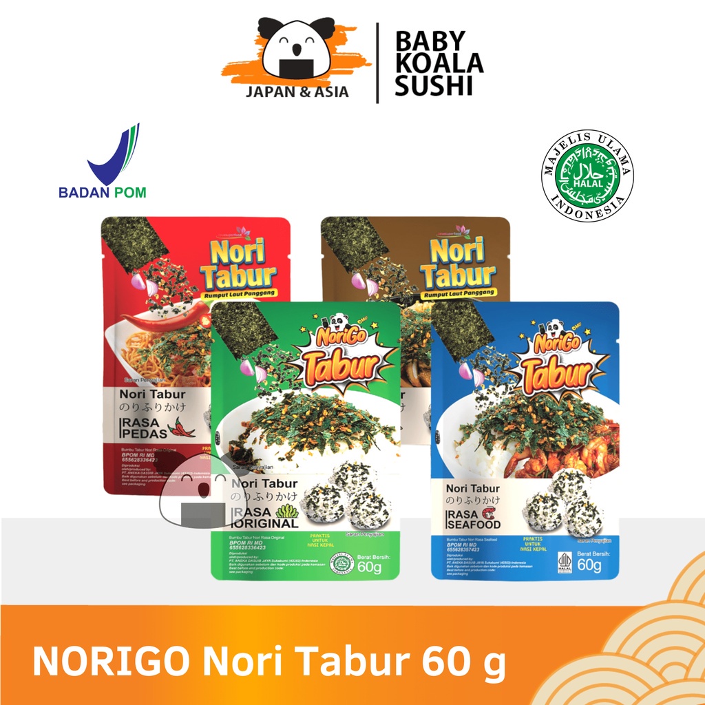 

A Norigo Nori Tabur 60 G Halal Abon Nori Taburan Rumput Laut Kering