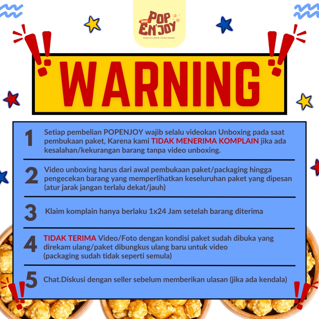 

A [Hot] Popcorn Caramel 500Gr - Popenjoy / Makanan Manis Crispy Camilan Popkron Snack Jagung