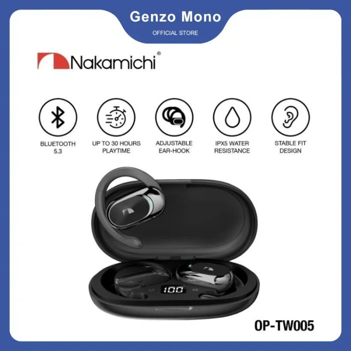 Nakamichi OP TW005 Open Ear Hook True Wireless Bluetooth Earphone TWS