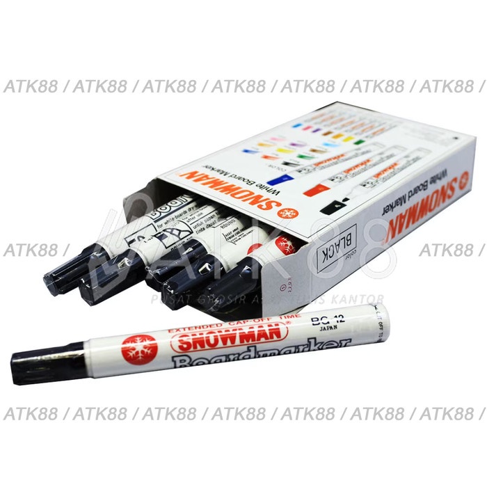 

pintar- 1 BOX Spidol Papan Tulis Whiteboard BG-12 Snowman - 12pcs