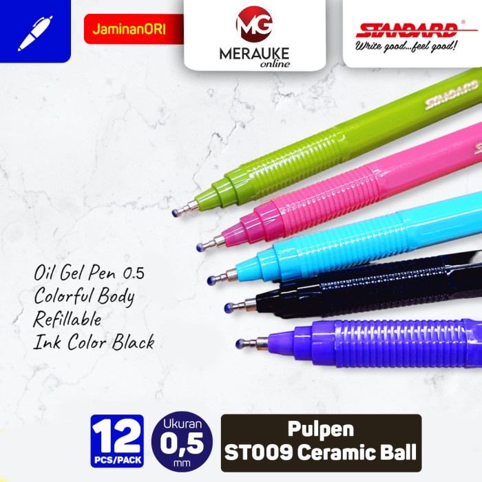 

pintar- Ballpoint Standard ST009 Ceramic Ball 0.5 - Hitam 12 Pcs