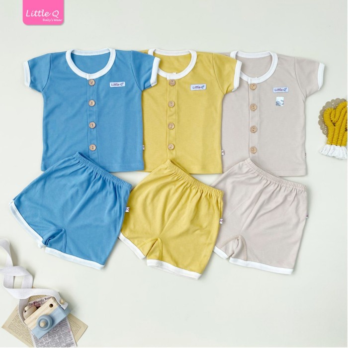 SETELAN BAJU BAYI LAKI-LAKI LITTLE Q WARNA 4 16 BULAN