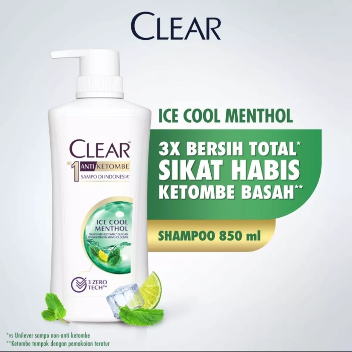 Diskon Shampoo Clear Ice Cool Mentol Anti Ketombe 680 Ml Cod