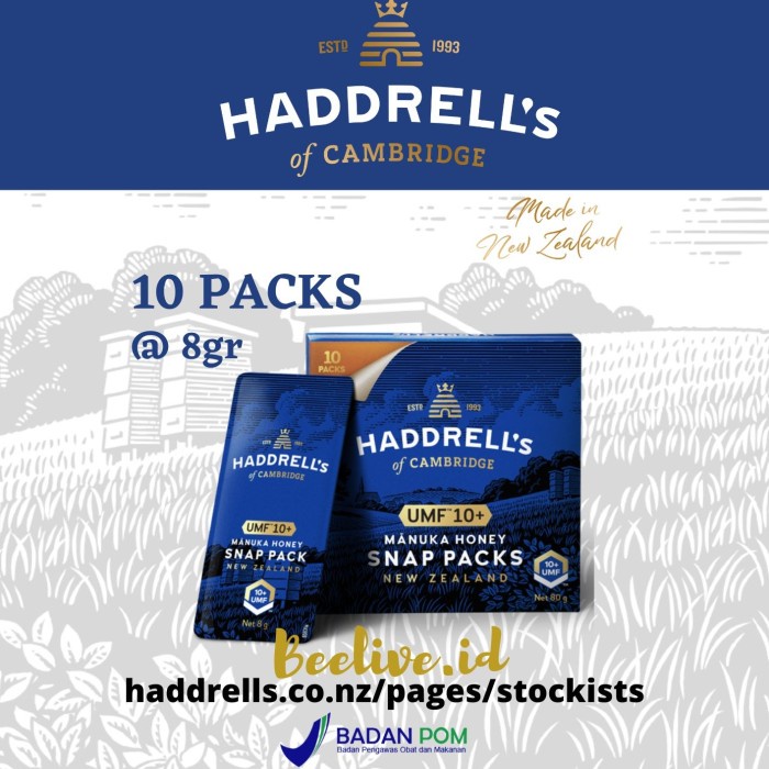 Haddrells Snap pack Manuka Honey UMF 10+ Travel pack Sachet On The Go