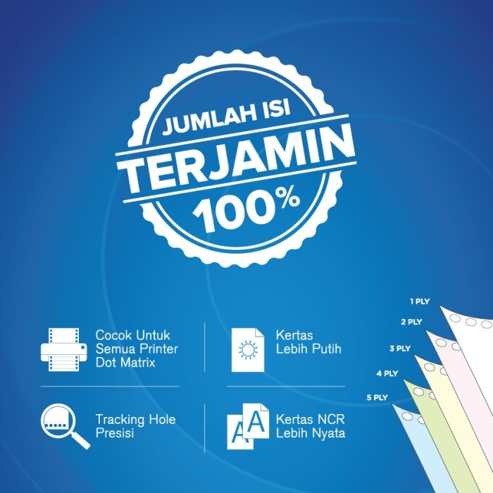 

pintar- Paperline PPL Continous Form 5 Ply Warna / Kertas CF K5 W