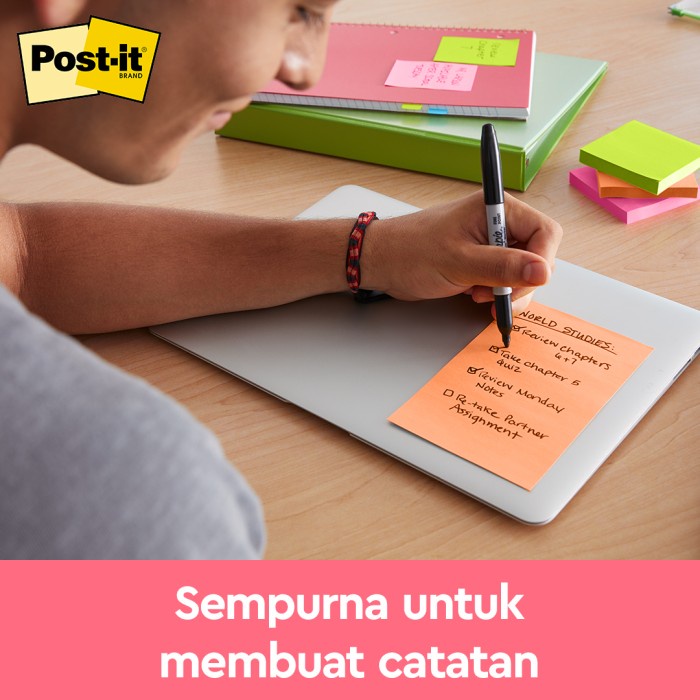 

pintar- 3M Post-it Original Color Notes, Menempel berulah kali pada kertas