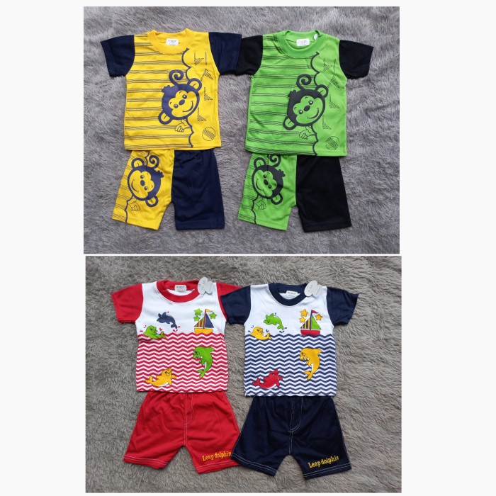 Setelan Kaos Celana Anak Laki Laki Baju Bayi Amena Animal 6 12 Bulan