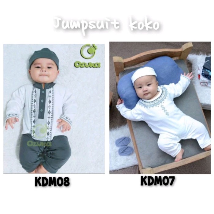 Baju muslim bayi laki-laki jumper koko bayi putih
