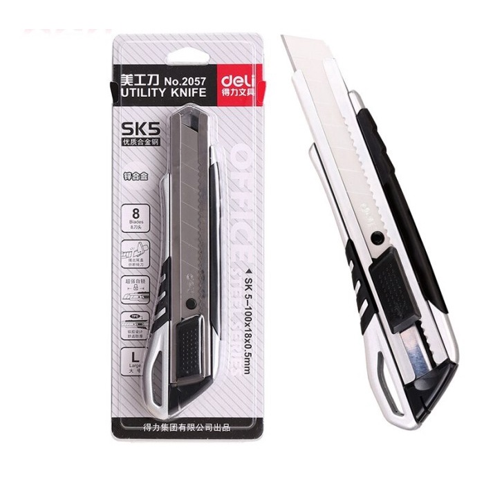 

pintar- PISAU CUTTER BESAR DELI 2057 AUTO LOCK BAGUS TAHAN KARAT L-500 BESI