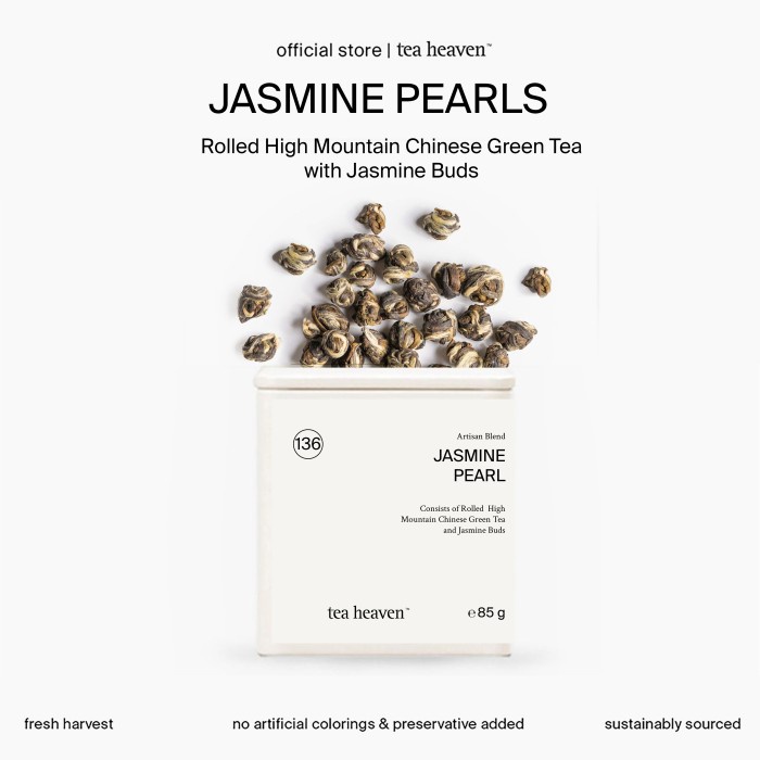 

Hand Rolled Jasmine Pearl Chinese Green Tea Premium Grade Tea Heaven