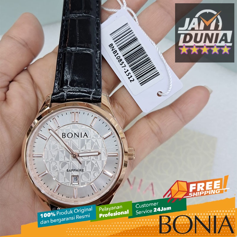 JAM TANGAN PRIA JAM BONIA SAPPHIRE ORIGINAL KULIT HITAM BONIA BNB10857-1512 BONIA SAPHIRE PRIA BNB10