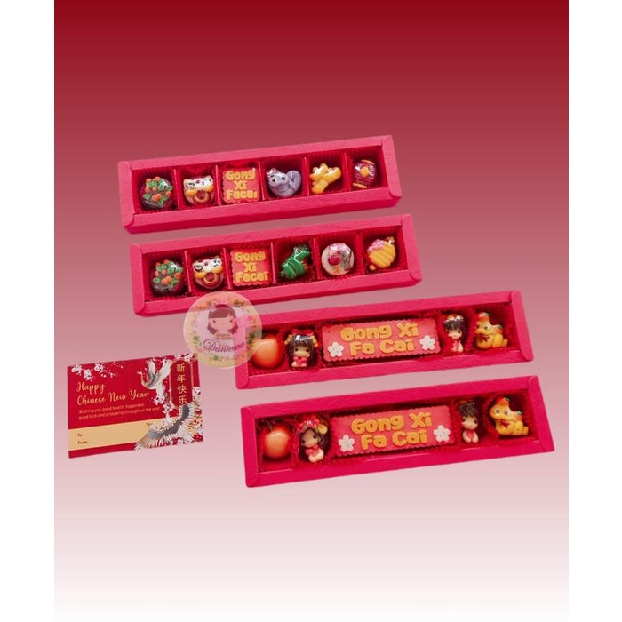 

S6 Coklat Ucapan karaer Imlek Happy CNY, Gong Xi ds bgr Chocolate