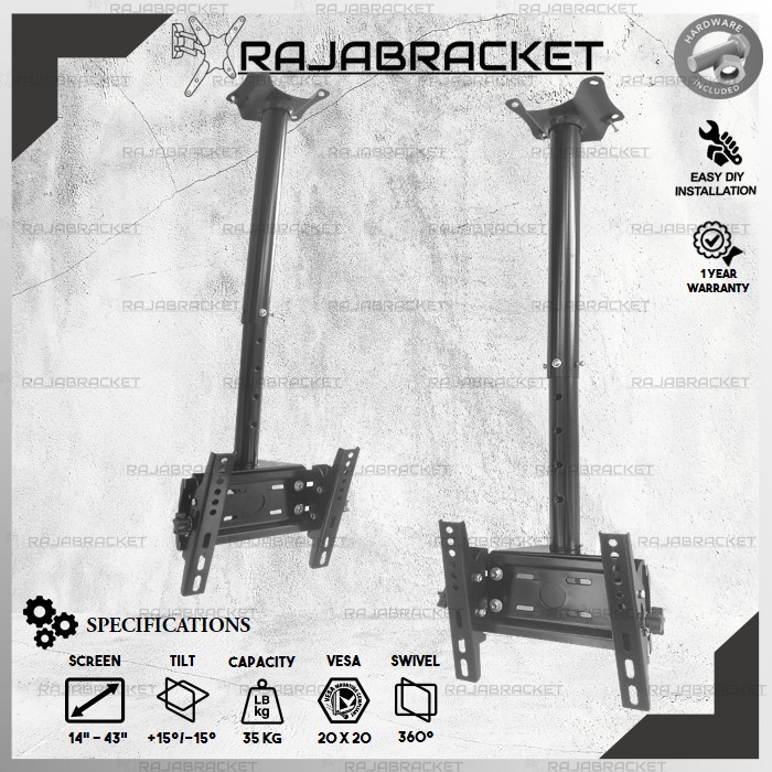 READY STOK Bracket Braket Breket TV 19 24 32 43 49 50 55 inch, Bracket Ceiling/Gantung 55 50 49 43