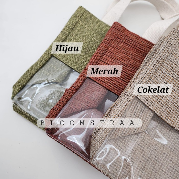 

party- [ LICORICE ] Hampers Bag Jute Tas Souvenir 21x20x13 cm Tas Goni Mika