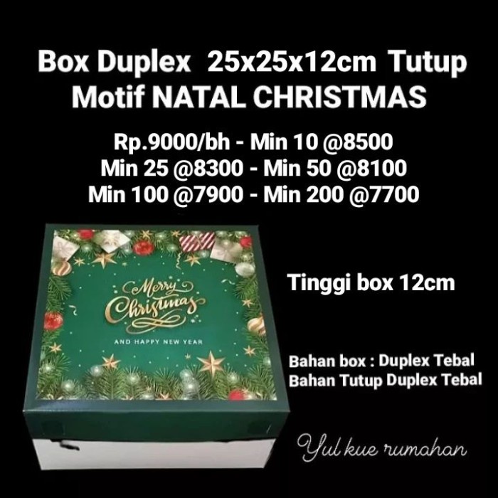 

party- Box Duplex 25x25x12cm Tutup Motif NATAL CHRISTMAS