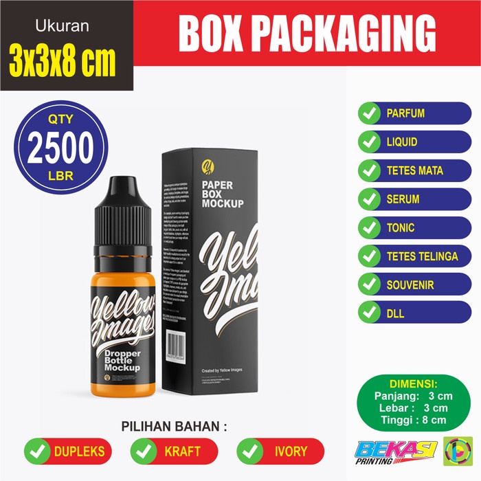

party- 3x3x8 cm Box Packaging Dus Botol Minyak Telon Essence Esens 20 ml