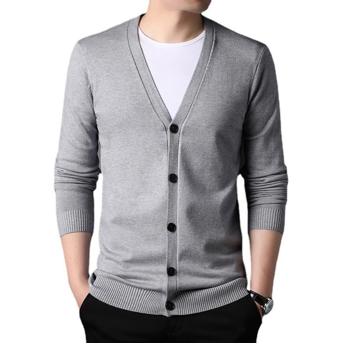SWEATER CARDIGAN BASIC UNISEX TEBAL KNITWEAR PRIA SANTAI PANJANG HITAM OVERSIZE CARDIGAN SAD KAIN