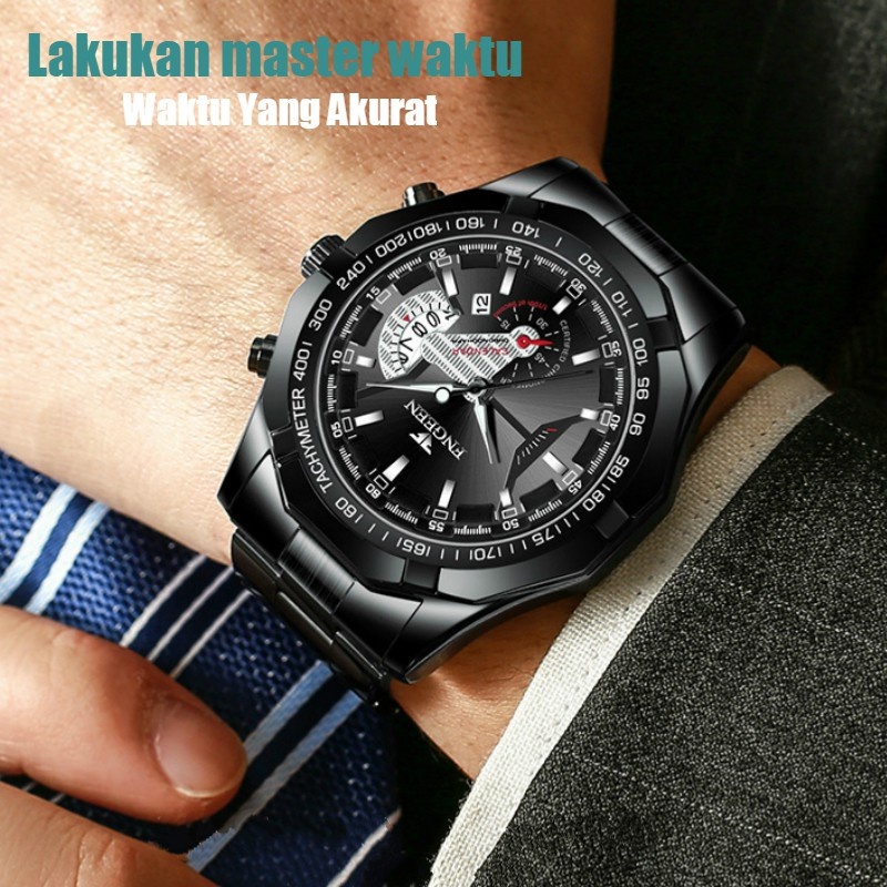 FNGEEN S001 JAM TANGAN PRIA ANTI AIR ORIGINAL 100% STAINLESS STEEL OLAHRAGA LUXURY QUARTZ WATCH
