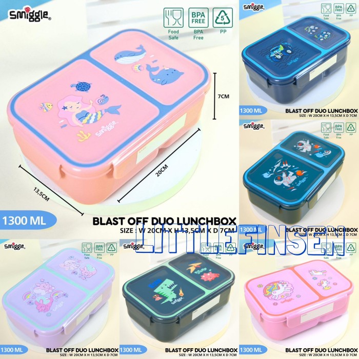 PREMIUM SMIGGLE lunch box sekat 2 dino truck boost duo/kotak makan anak tk