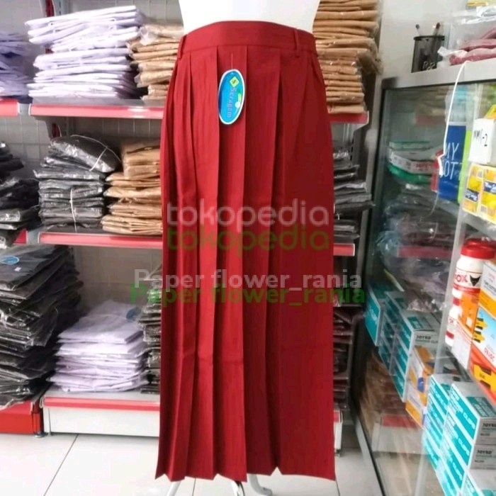Rok Seragam SD Rempel Panjang Merah / Seragam Rok Merah Panjang /