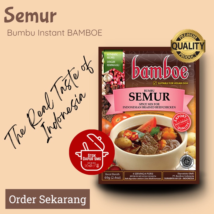 

EK686 Bumbu Masak Instan BAMBOE Indonesia Export Quality SEMUR 69gr FREE ONGKIR